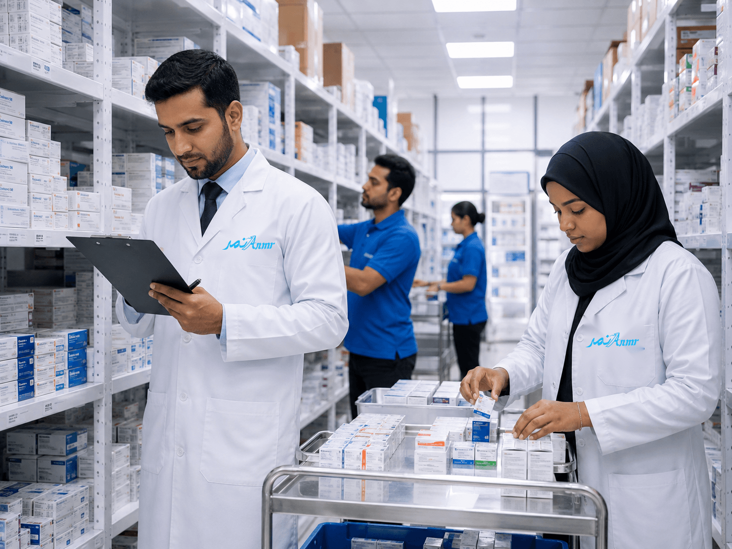 ANMR pharmaceutical warehouse inventory shelves